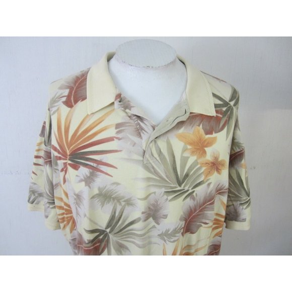 Caribbean Joe Men Hawaiian Polo shirt floral pit to pit 29 XL vintage tropical - Picture 4 of 8